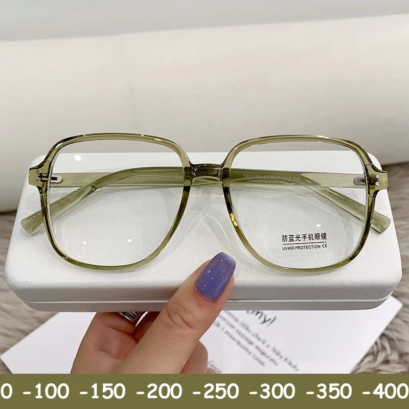 

Women's Myopia Glasses Unisex Oversized Frame Nearsighted Glasses Ladies Retro Blue Light Blocking Eyeglasses Diopter 0 TO -4.0