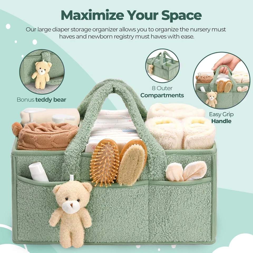 Borsa Neonato Organizer Per Pannolini Per Neonati, Grande, In Corda Di Cotone, Per Cestino Cameretta