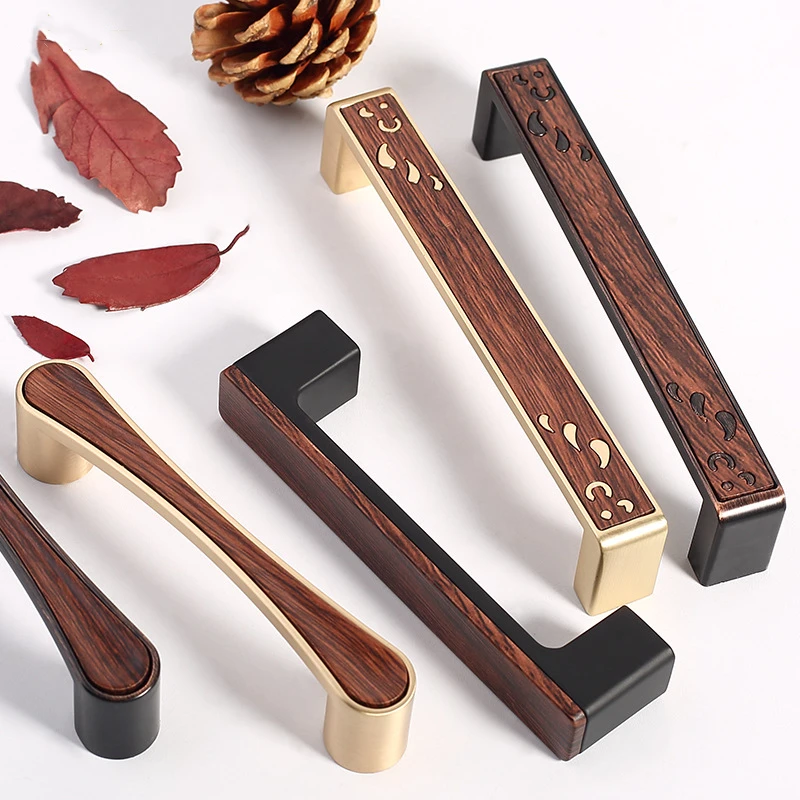 New Chinese Wooden Handle Modern Simple Wardrobe Zinc Alloy