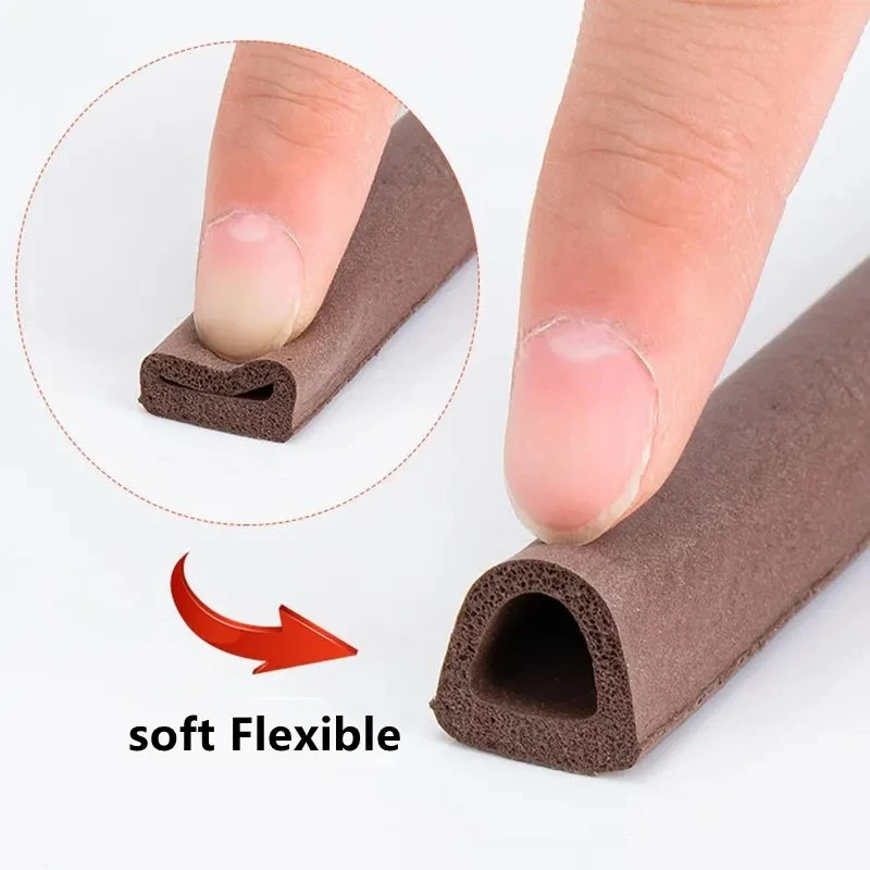 5/10m Seal Strip Self-Adhesive D Type Doors Window Gasket Soundproof Rubber Foam Weatherstrip Sealed Collision Strip door seal strip