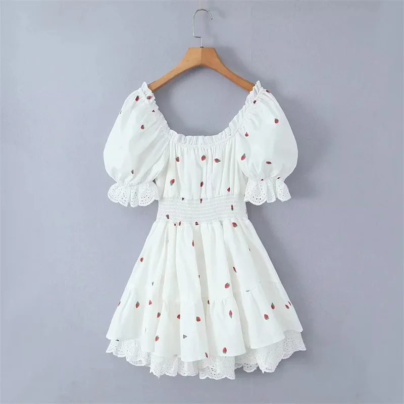 Boho Inspired Puff Sleeve Mini Dress Women white Floral Printed V-neck  Ruffles Summer Dress cute hot girl new party dresses - AliExpress 200000345