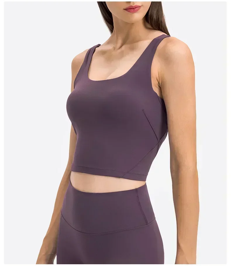 

LuluLogo Women Underwear U Type Yoga Sports Vest with Chest Pad Gym Sportswear Outfit Fitness Top Workout Bra Crop Clothing