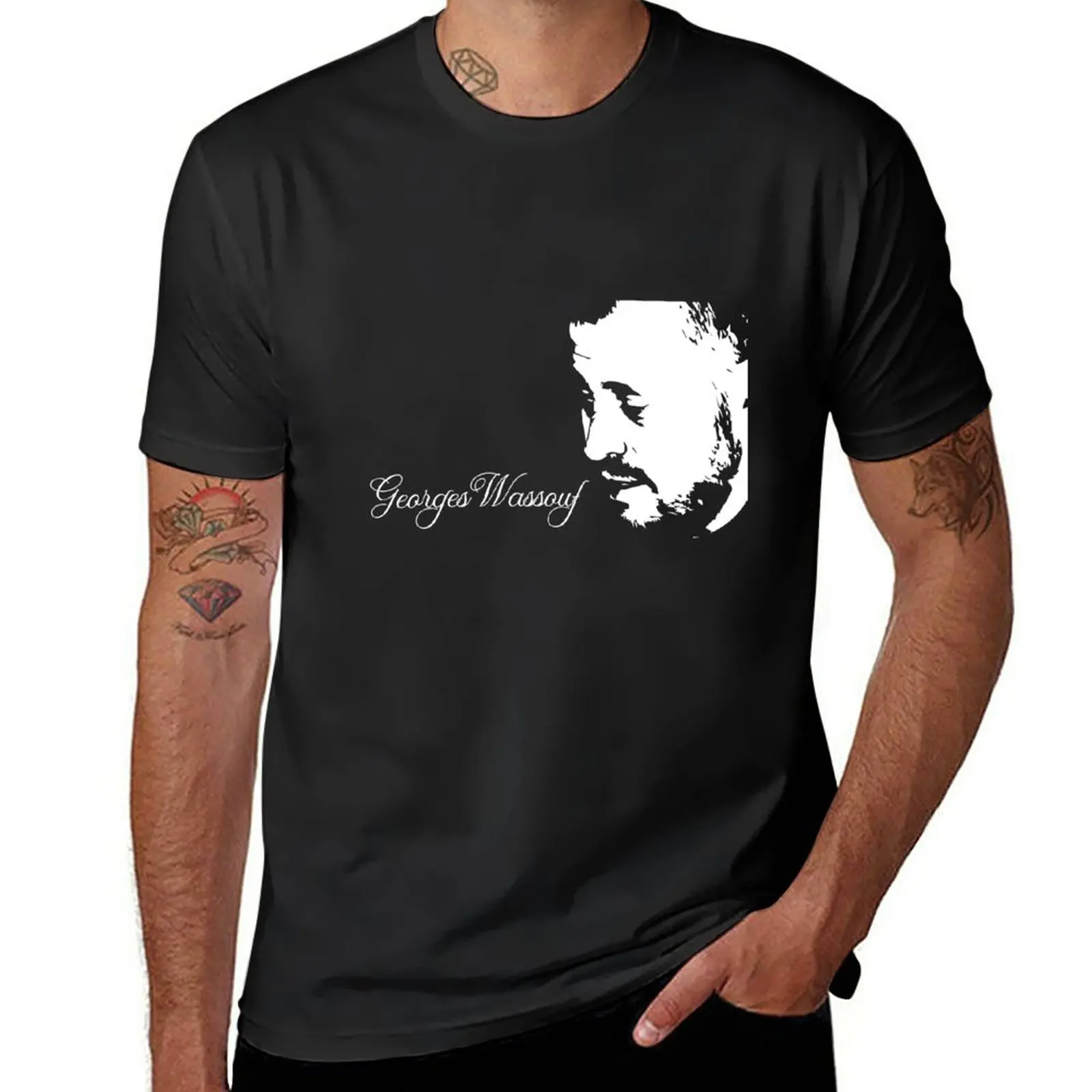 

New Georges Wassouf Black & White T-Shirt customized t shirts Blouse summer tops men t shirt