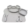 Baby Dinner Plate Compartment Plate Suction Cup with Bear Placemat Bear Bowl Children's Supplementary Tableware 3