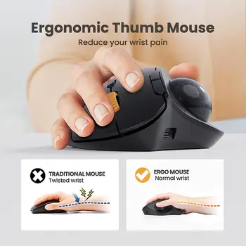 ProtoArc Wireless Trackball Mouse 2.4g Ergonomic Rollerball Mouse Rechargeable Bluetooth Computer Mice 3 Device Connection 3