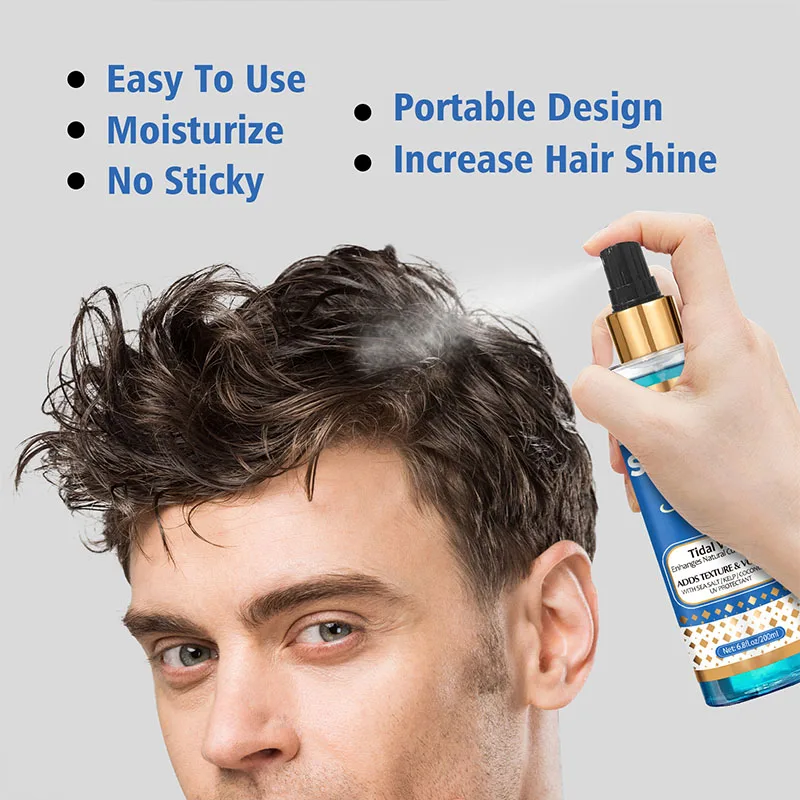 GOIPLE 200ML Natural Beach Sea Salt Spray for Hair Man Curls Waves Styling Product Add Volume Texture Thickness Easy Mist Spray