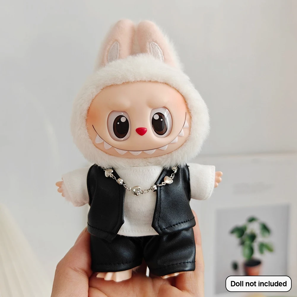 17cm Mini Doll Leather Jacket and Skirt Outfit Set