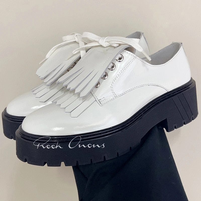 

2023 Ladies Loafers Autumn New Tassel Design Lace-up Platform Casual Shoes Concise Naikan Thick Bottom Female Leisure Shoes
