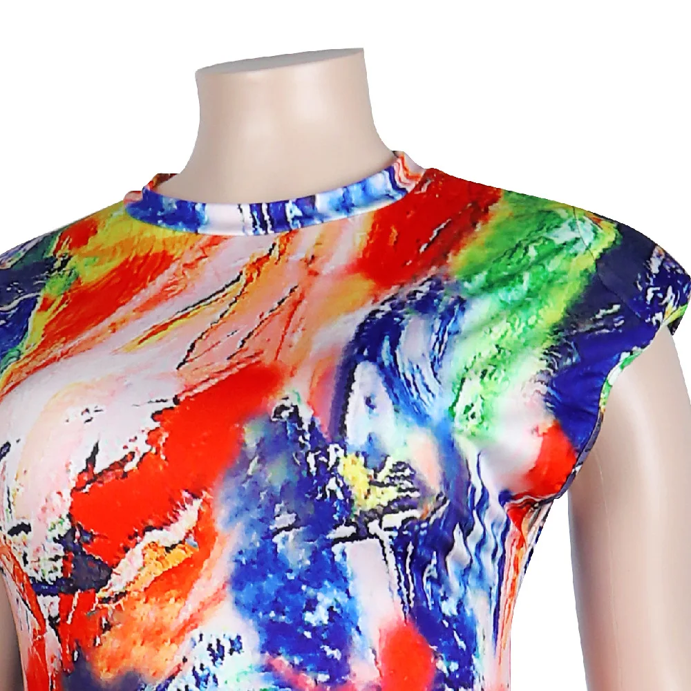 Plus Size Women 5xl Dresses Tie Dye Print Club Dresses 2022 Summer Party Elegant Skirts Lady Fashion Casual Wholesale Clothes