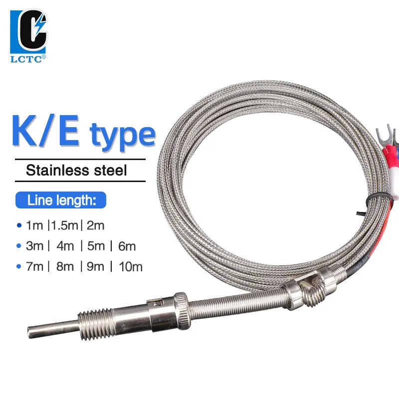 LCTC Temperature Sensor Needle K E Type Thermocouple Probe High Quality Compression Spring 1/2/3/4/5/6mm Wire