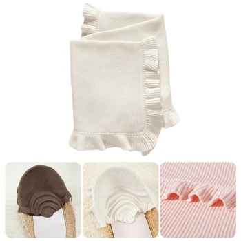 Coperta per neonati per neonati Asciugamano avvolgente lavorato a maglia con volant in cotone Coperta da letto morbida e traspirante per l'autunno inverno 75x95 cm