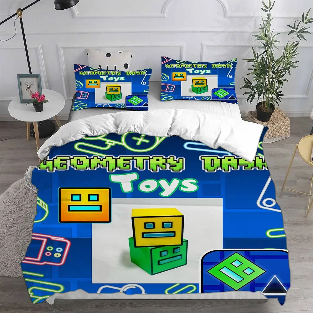 Geometry Dash Bedding Sets Comforter Quilt Bed Cover Duvet Cover Pillow Case 2-3 Pieces Sets Bedroom Decoration Home Supplies