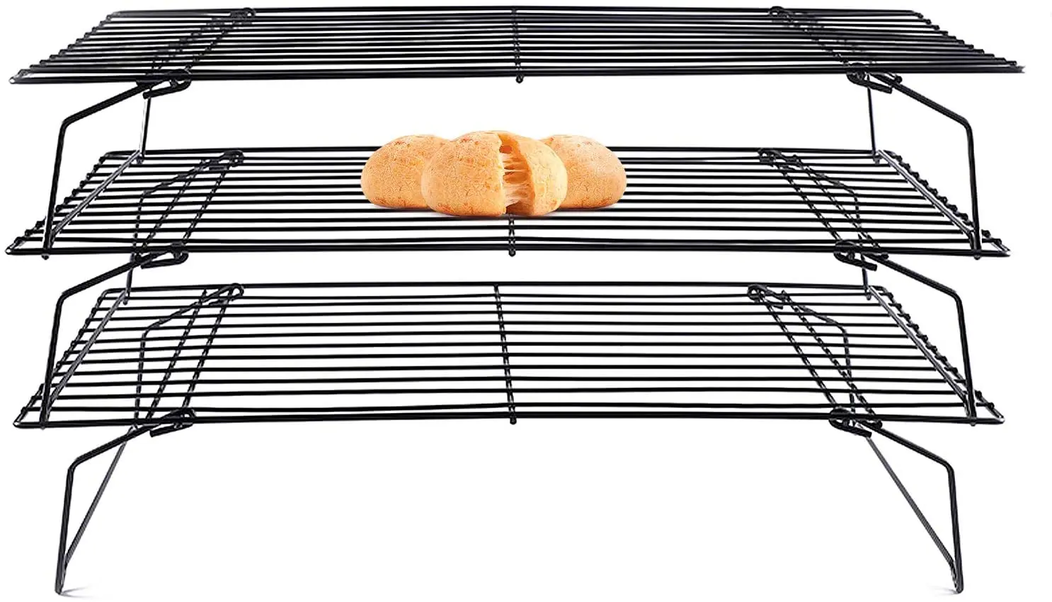 cooling rack 3 tier stackable baking stainless steel wire cooking for roasting collapsible foldable d | Дом и сад