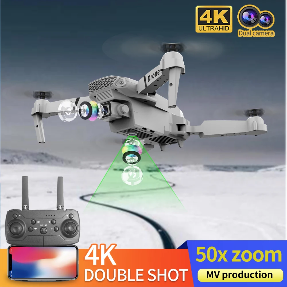 E88 미니 드론 프로페셔널 180 °   전동식 장애물 회피 무브러시 UAV 15000M 쿼드콥터 장난감