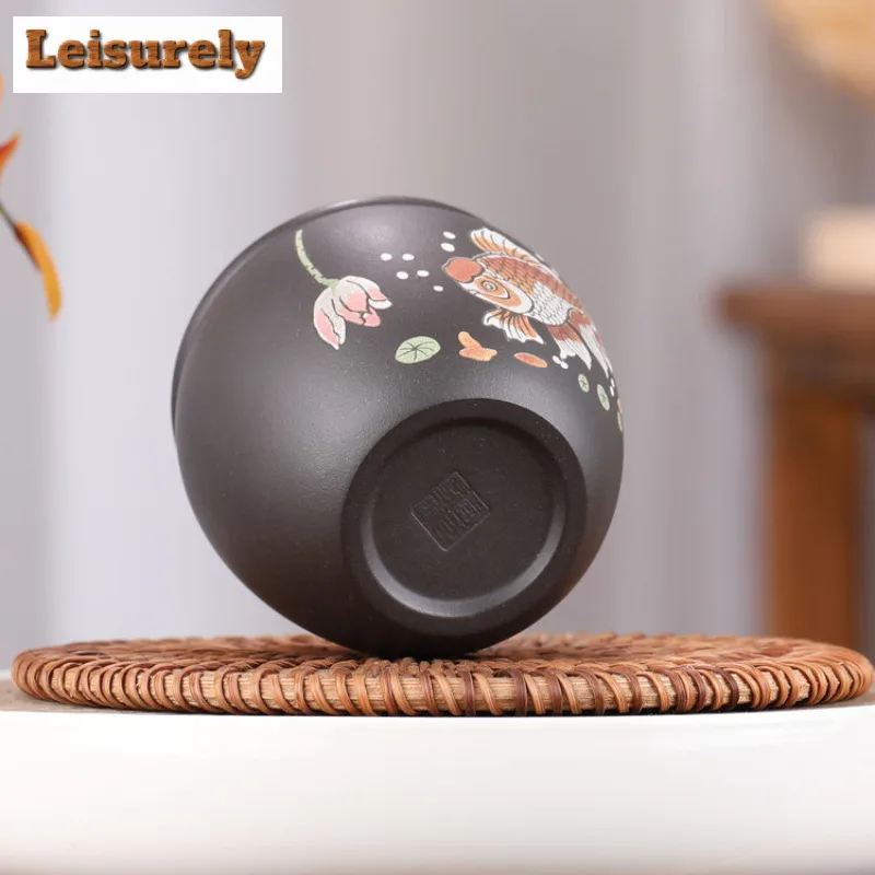 180ml Yixing Zisha Koi Fish Tea Pet Elegant Lucky Model Tea Figurine Play Toys Tea Statue Ornaments Can Be Raised Collection