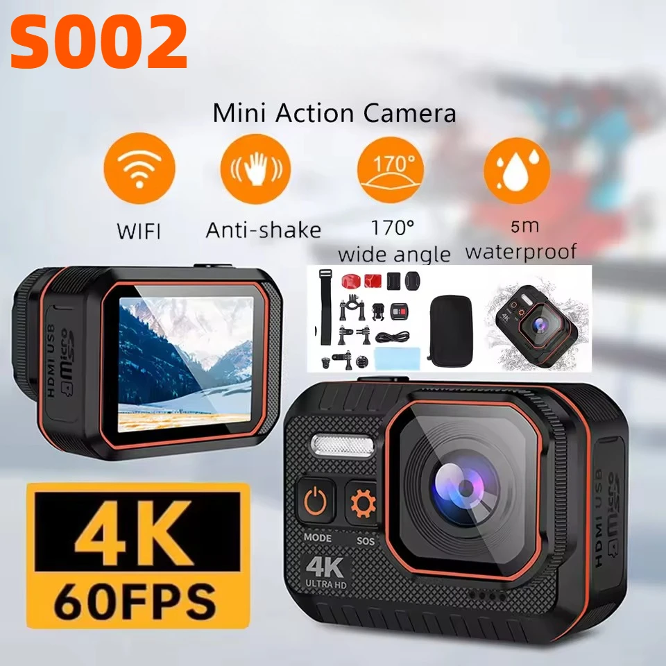 DIXSG Sport Camcorder 4K 60FPS Wifi Remote Control 30m Waterproof 170° Wide  Angle Motion Camera Dash Cam Action Cameras Pro