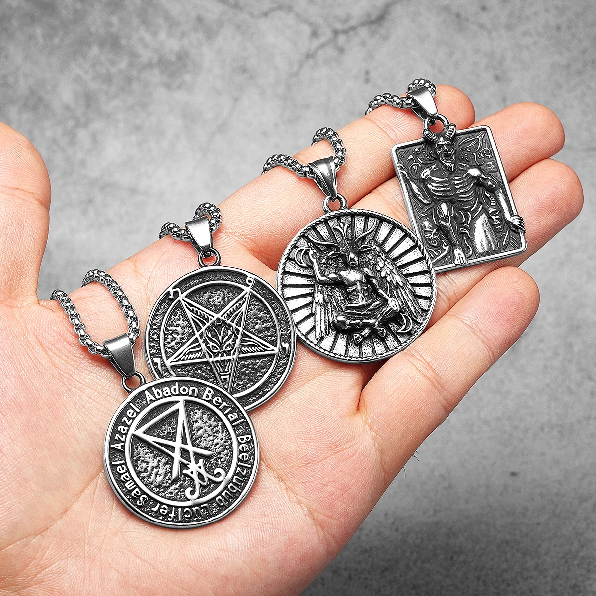 Hell Demon Satan Lucifer Stainless Steel Men Necklaces Pendant Chain Powerful Amulet Vintage For Women Jewelry Gifts Wholesale 5