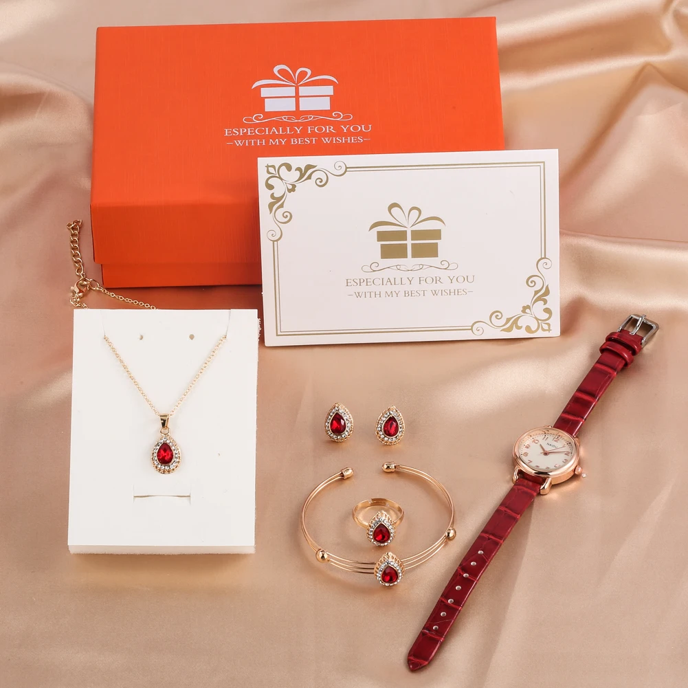 Watch Gift for Women Exquisite Jewelry Set Earrings Necklace Luxury Quartz Watches Ladies Wedding Party Jewelry Accessories Suit