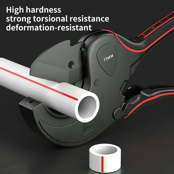 Ratchet Pipe Cutter 32-75mm, Aluminum Alloy Scissor Tool for Cutting PVC PU PP PE Plastic Hose Tube, Hand Tool
