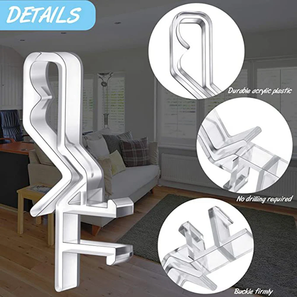 Hidden Channel Valance Clips, 1-7/8Inch Clear Plastic Valance Clips for the with a Groove in the Back ( 24Pcs )