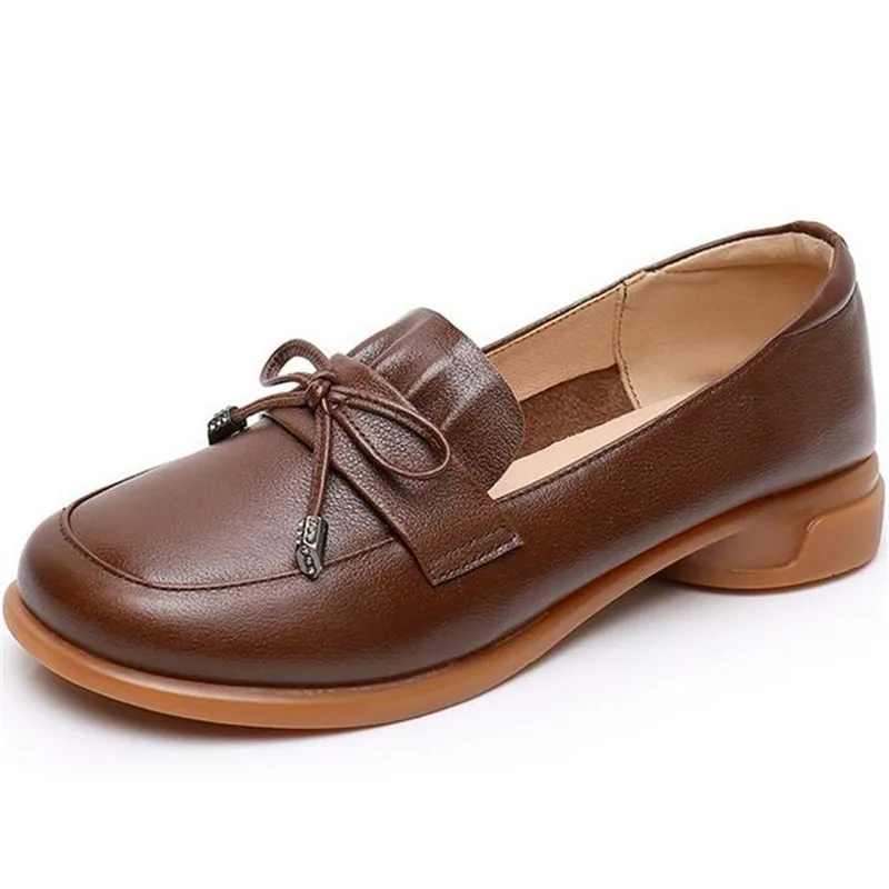 

2022 New Autumn Women Shoes Casual Fashion Shoes Women Flats Large Size Bowknot Top Cowhide Soft Sole Comfortable Flat Shoes