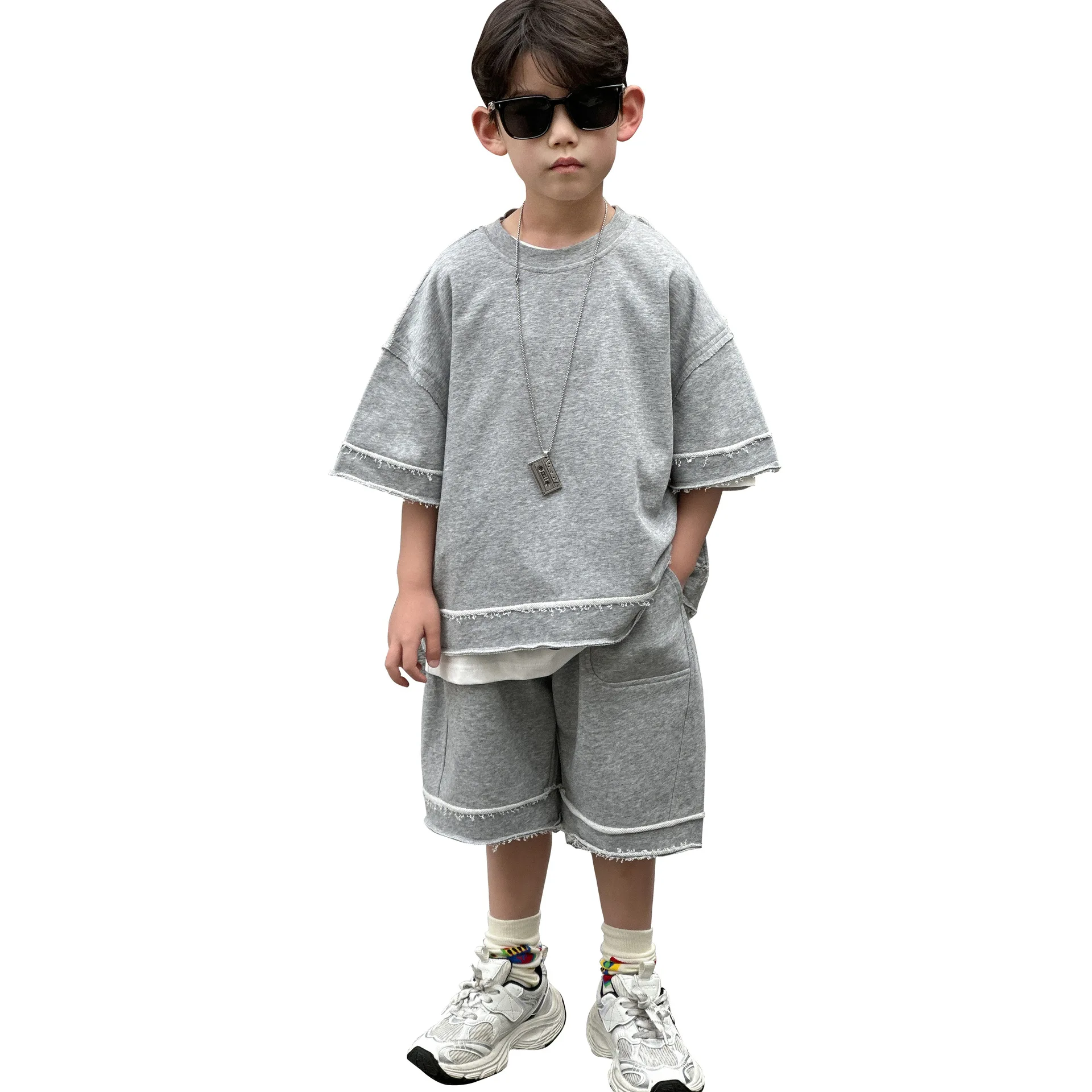 Conjunto de dos piezas de pantalones cortos de manga corta para primavera y verano, moda informal, nuevo deporte coreano