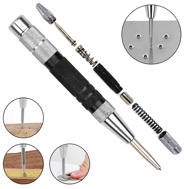 Automatic Center Punch Wood Indentation Mark Woodworking Tool Bit Punch  Needle General Adjustable Spring Loaded Metal Drill Tool - AliExpress