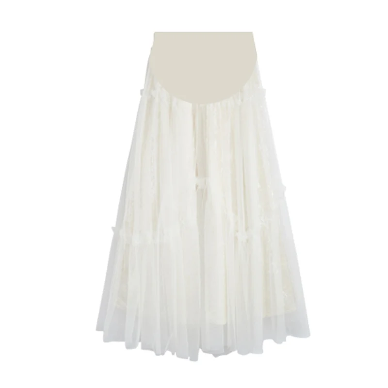 Good Quality Pregnant Woman Mesh Skirts for Autumn Irregular Ruffles Patchwork Maternity Mesh Skirt Luxury Pregnancy Belly Skirt