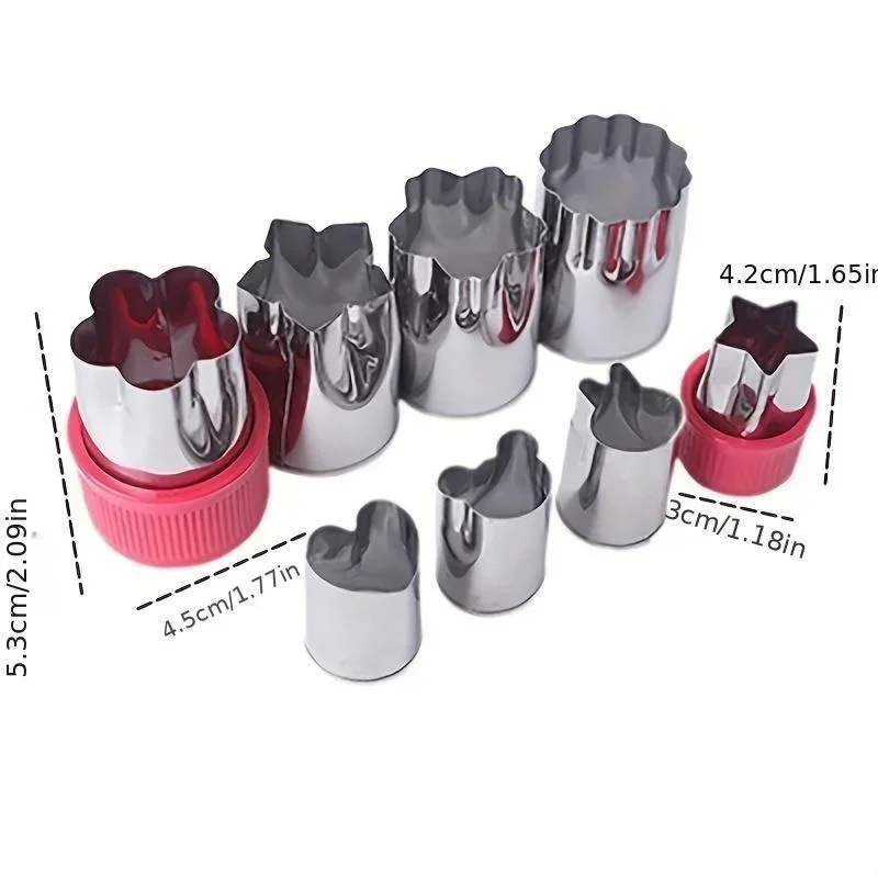 8Pcs/set Cartoon Animals Flowers Cookie Cutters Fruit Stamps Molds Baking Tools Kitchen Gadgets