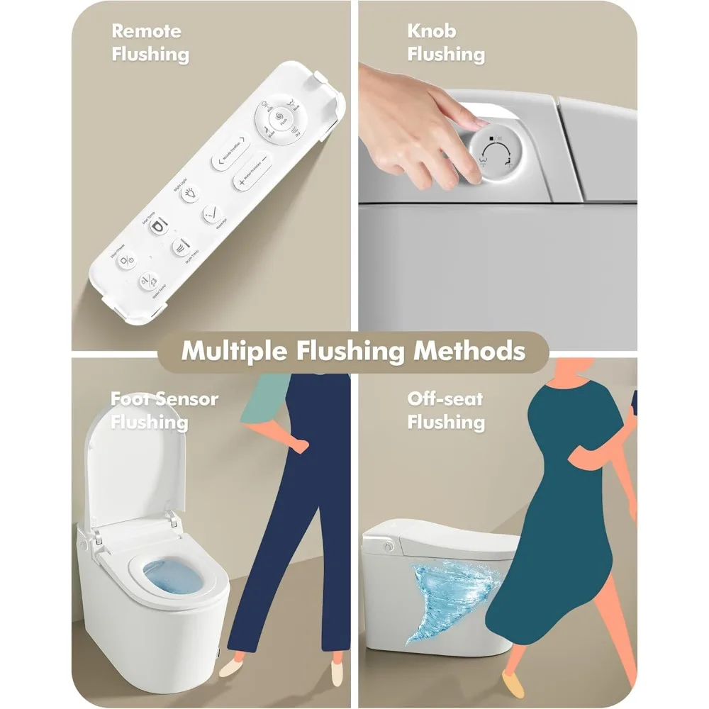 Smart Toilet with Bidet Built in, Smart Bidet Toilet Combo with Heated Seat, Elongate Japanese Electric Toilet Bidet With 4