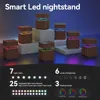 Night Stand, LED Nightstand, Modern Nightstand with Charging Station, Night Stand with 2 Drawers and Sliding Door, Curvy Edge 4