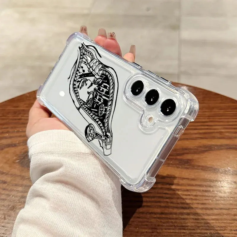 Anime-Inspired JOJO Kujo Jotaro Clear Shockproof Phone Case with Silicon Cover