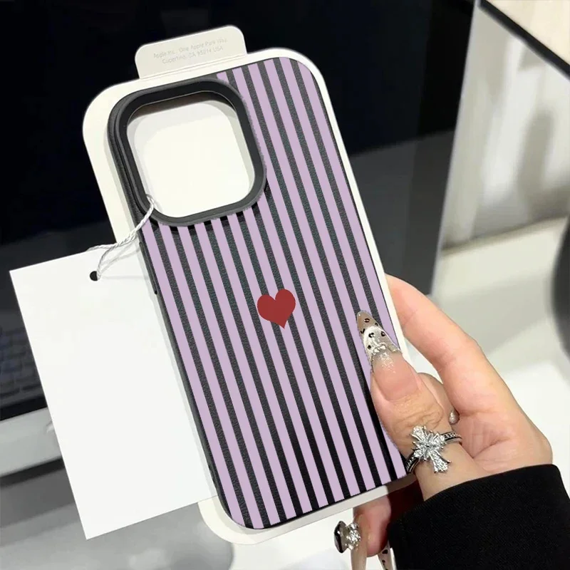 Vibrant Striped Heart Design Phone Case Cover
