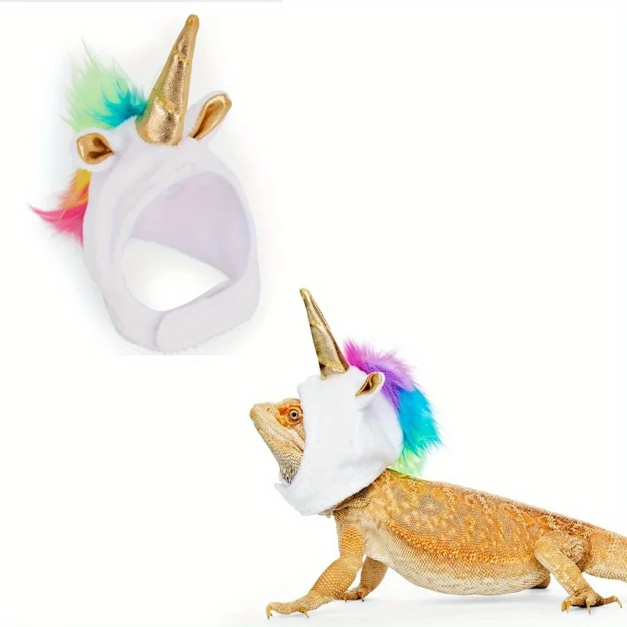Lizard Chameleon Unicorn Transformation Outfit Funny Clothes Small Pet Headgear Hat