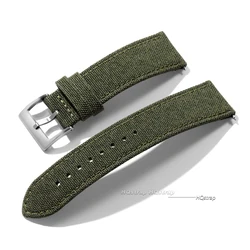 Waterproof Sailcloth Fabric Watch Strap with Quick Release - 22mm (Green)