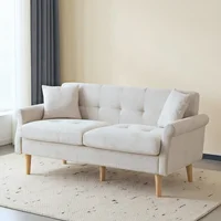 KOMHTOM Диван 2-местный, 2-местный диван с 2 подушками, небольшой тканевый диван, кухонный диван с подлокотником, мини-диван с мягкой подкладкой — изображение 2