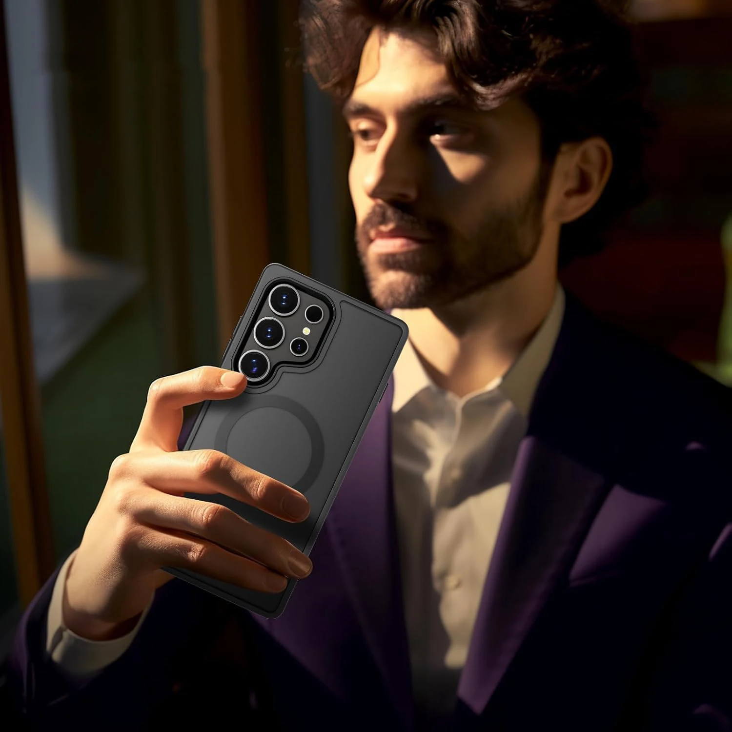 Sleek Black Matte Phone Case with MagSafe Compatibility