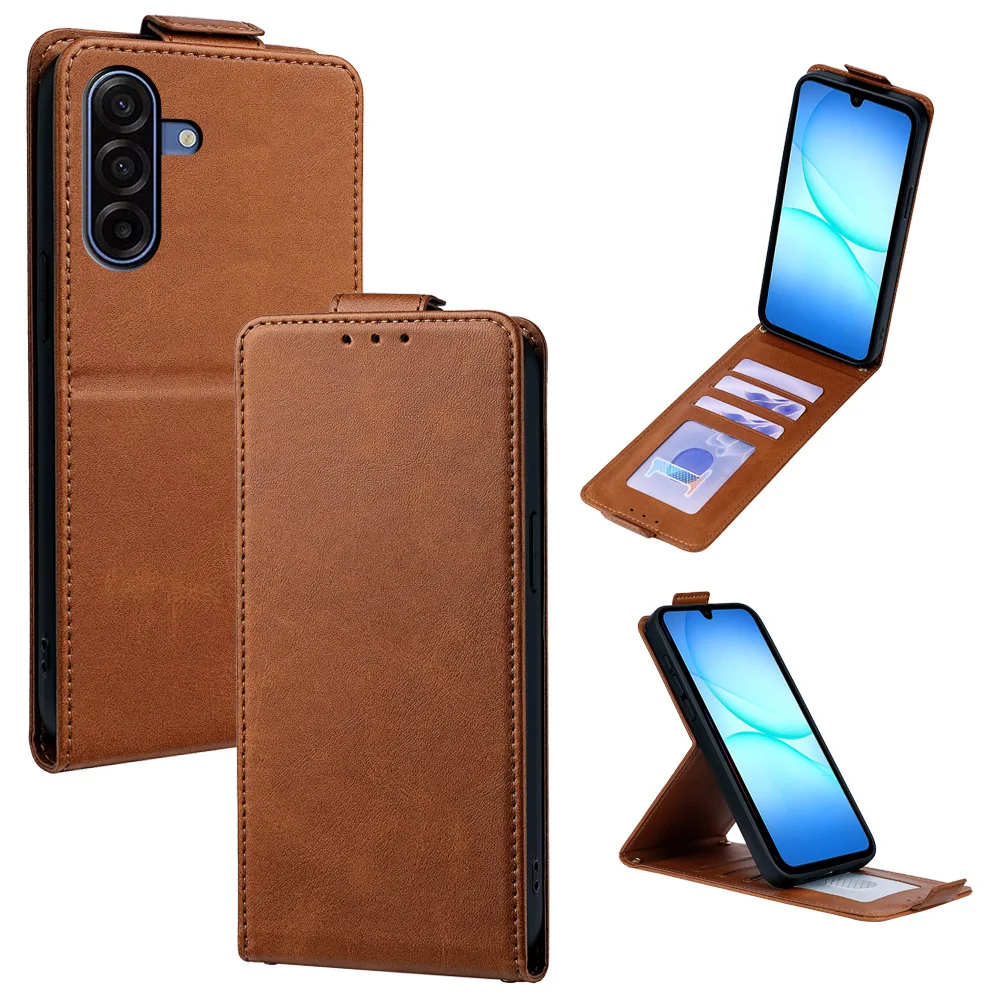 Leather Flip Case with Vertical Open Design and Card Holder - Anti-Drop Protection Phone Cover