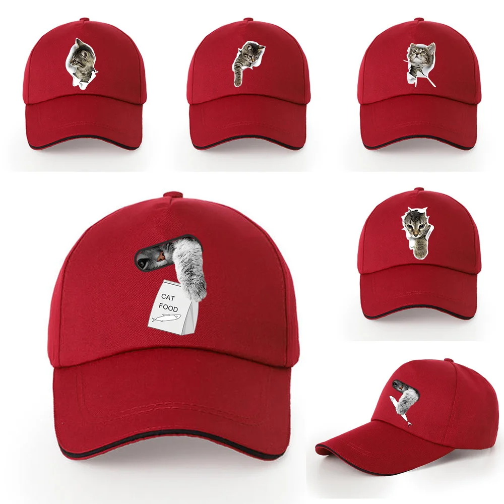 

Cat Print Series Baseball Cap Casual Unisex Wild Hip-hop Hat Hipster Must-have Peaked Cap New Cotton Dad Summer Outdoor Sun Hat