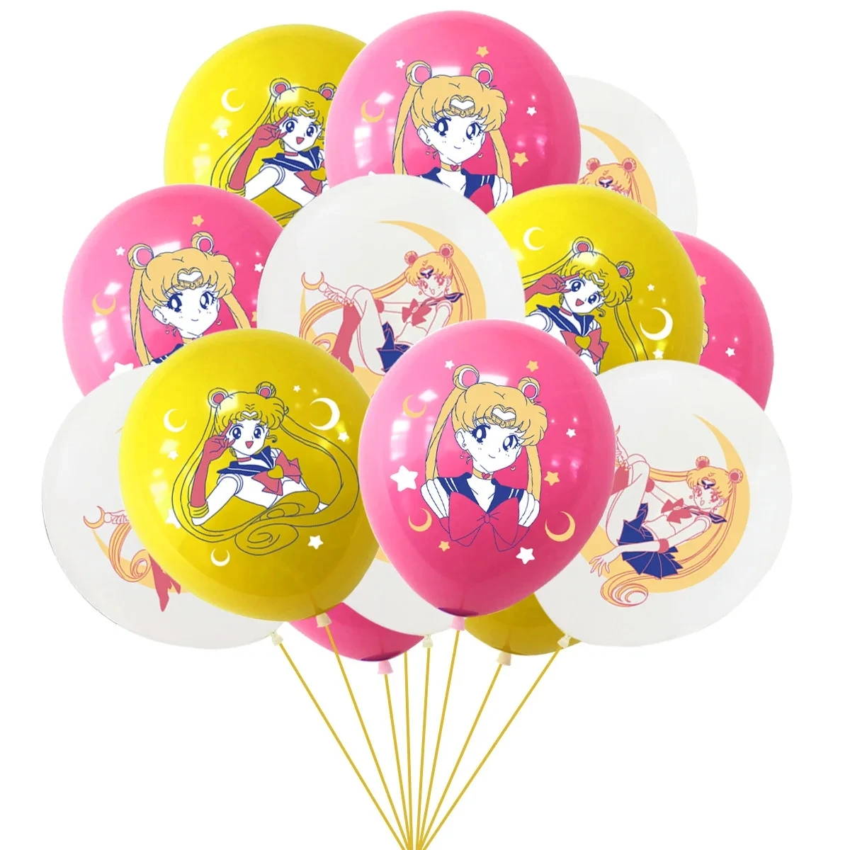 Juego de decoraciones para fiesta de cumpleaños con temática de Sailor Moon, globos de látex, pancarta, suministros para fiesta de princesas y niñas