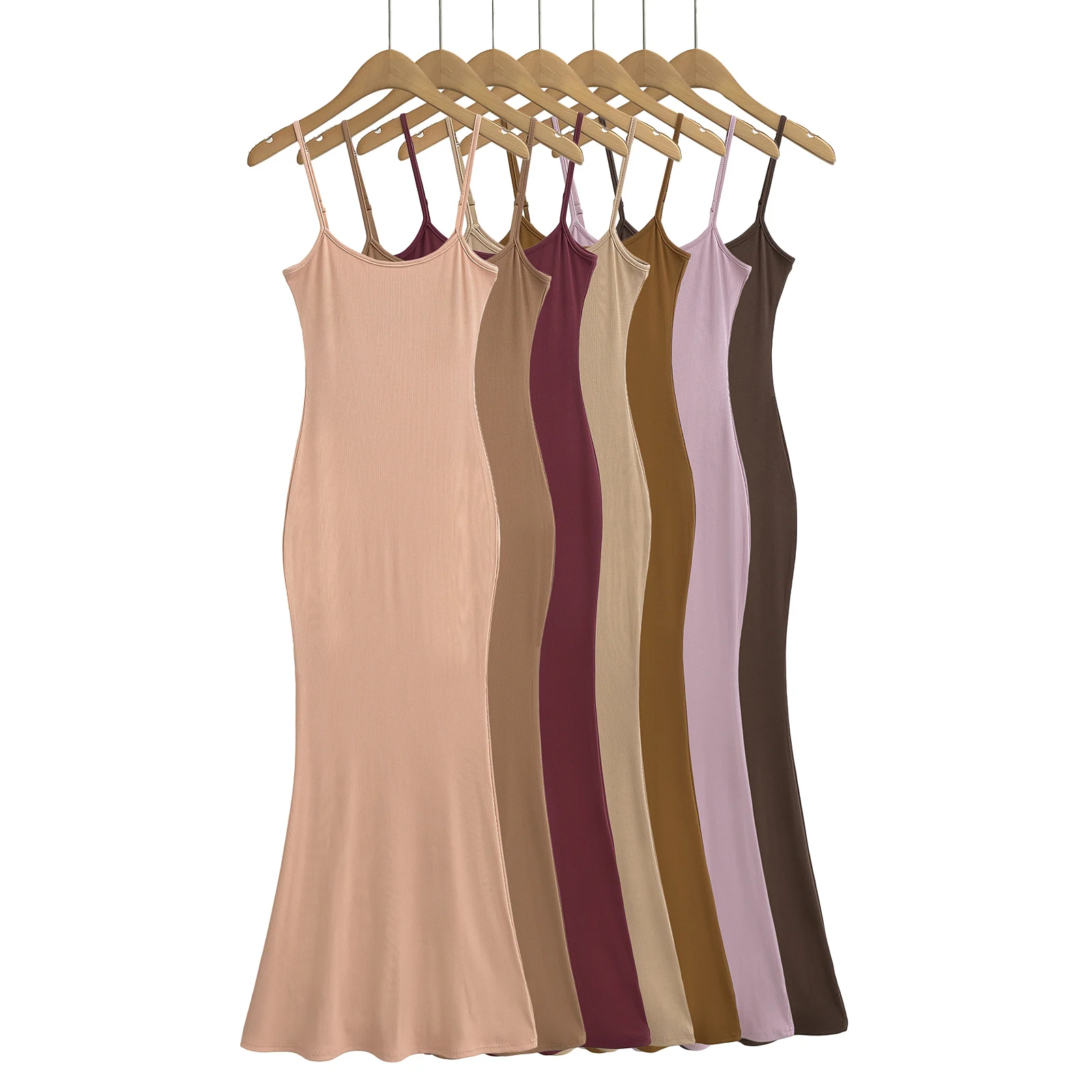 

Long dresses for women 2024 Summer sexy knitted dresses elegant bodycon dress kawaii vintage clothes long camisole dress brown