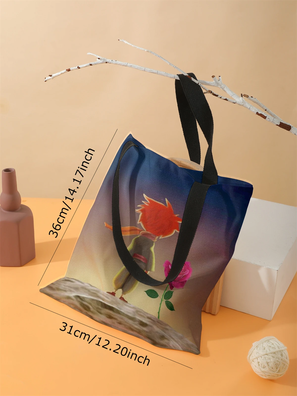 Printed casual handbag, reusable fashionable backpack, multifunctional handbag, canvas shopping bag