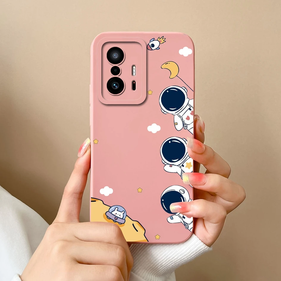 Fashion Design Matte Liquid Silicone Case with Screen Protector for Xiaomi 11T Pro - Sweet Girls Collection