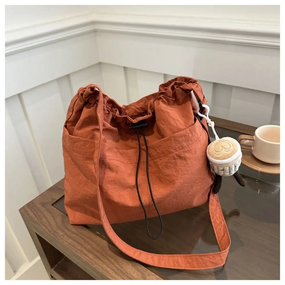 Mode Reise Casual Nylon Tote Tasche Kordelzug Schulter Tasche Große Kapazität Wasserdichte Umhängetasche Eimer Tasche Frauen – Detail 12