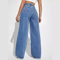 Fashion retro blue jeans women y2k High street baggy straight pants High waisted all-in-one slim pants - Image 4