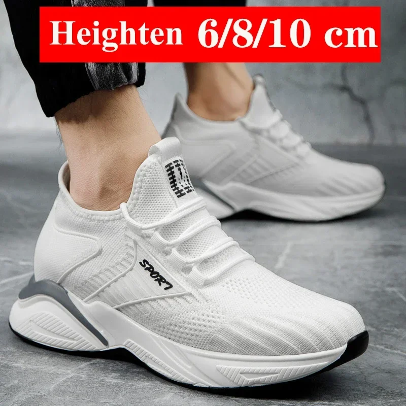 Sneakers Men Elevator Shoes casual shoes casual loafers Height Increase Shoes For Men Casual Insole 10cm 8cm 6cm Optional Heels Moccasins Taller Male 36-44
