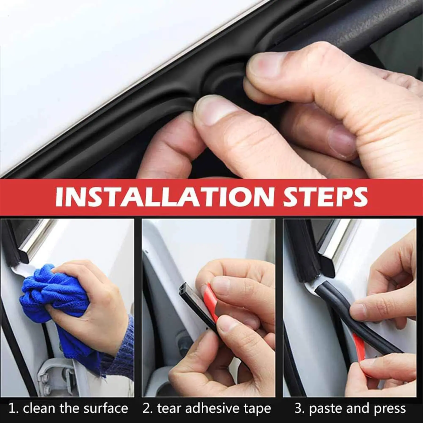 Universal B-shaped Self-adhesive Rubber Door Seal Strip for Sound Insulation and Weatherproofing (25m)
