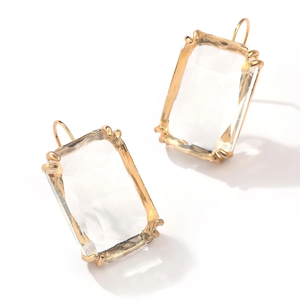 Orecchini pendenti con ciondolo in resina trasparente per le donne Orecchini pendenti con goccia acrilica quadrata geometrica alla moda della Boemia Gioielli da sposa  36