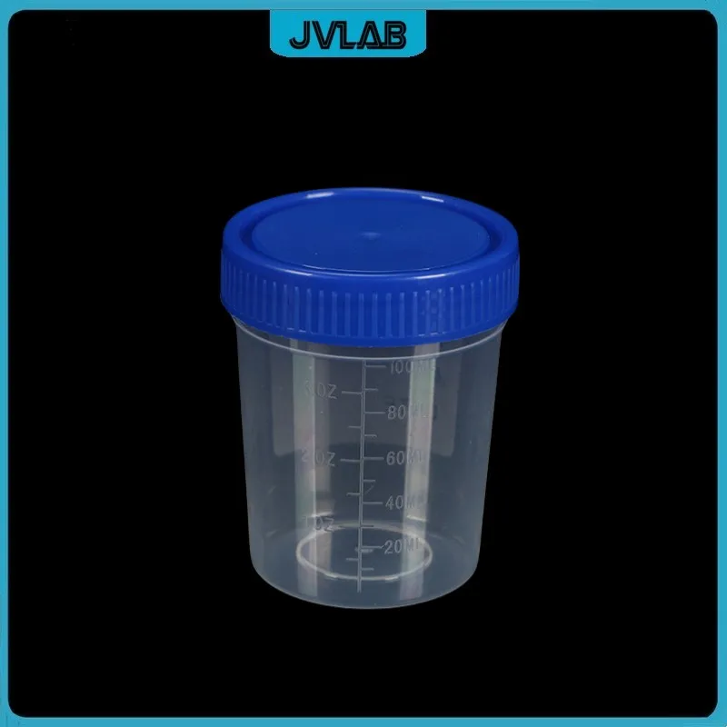 Plastic Urine Container Cup 100 ml / 120 ml Plastic Vials Screw Cover Sputum Cup EO-Sterilized Individual Package 50/PK