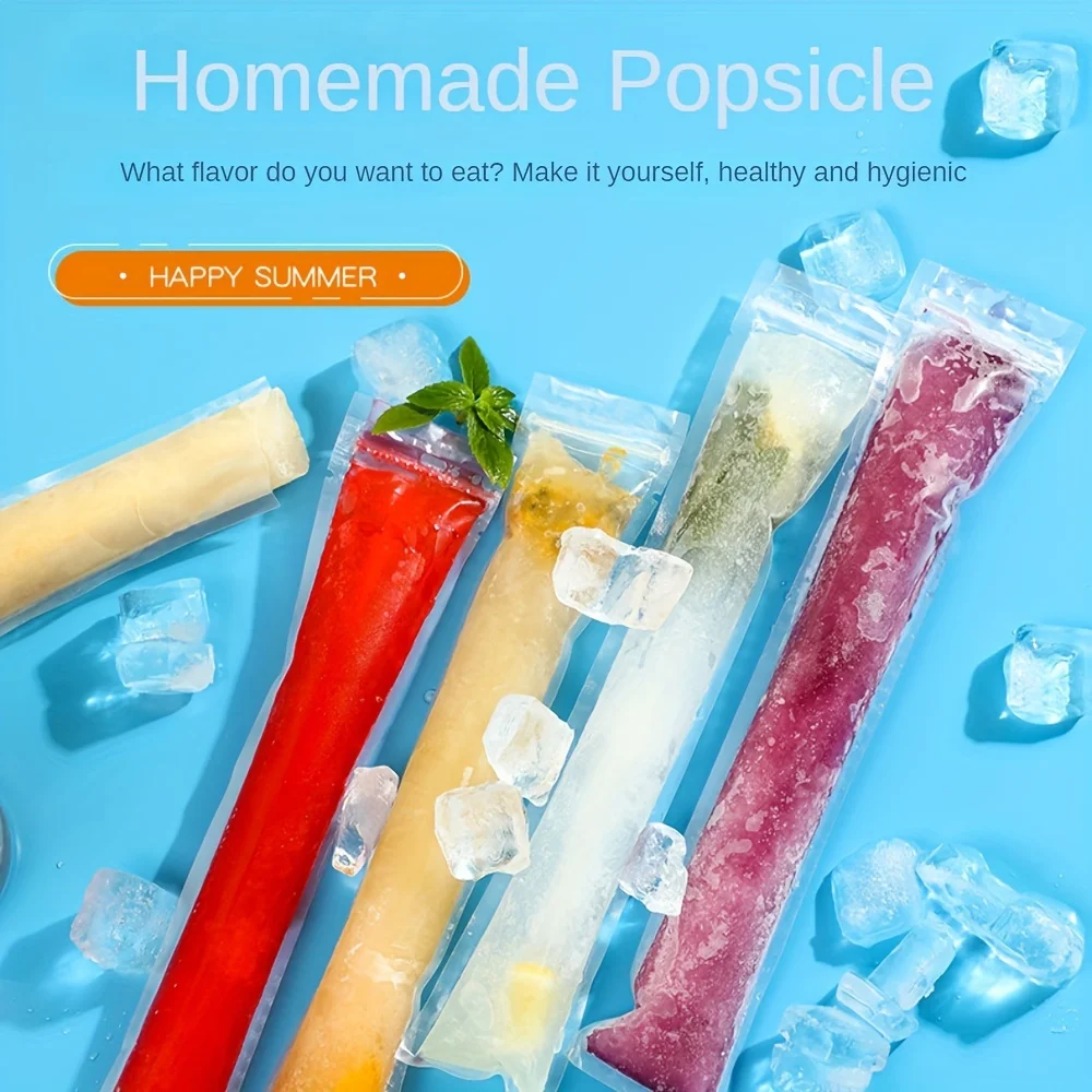 100 disposable popsicle bags food grade lead-free PVC self sealing transparent popsicle mold suitable for kitchen use ice cube bags